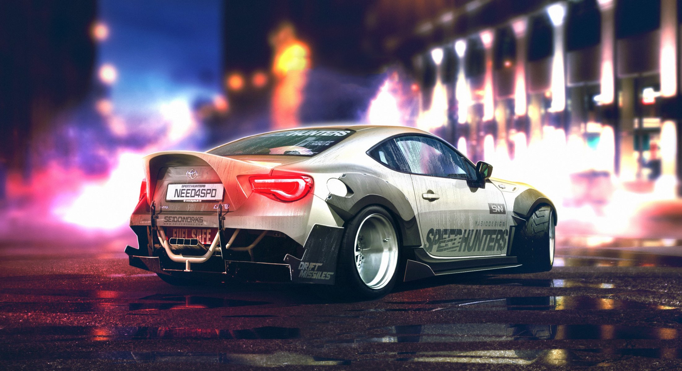 toyota gt86 спорт автомобиль белый yasiddesign сзади