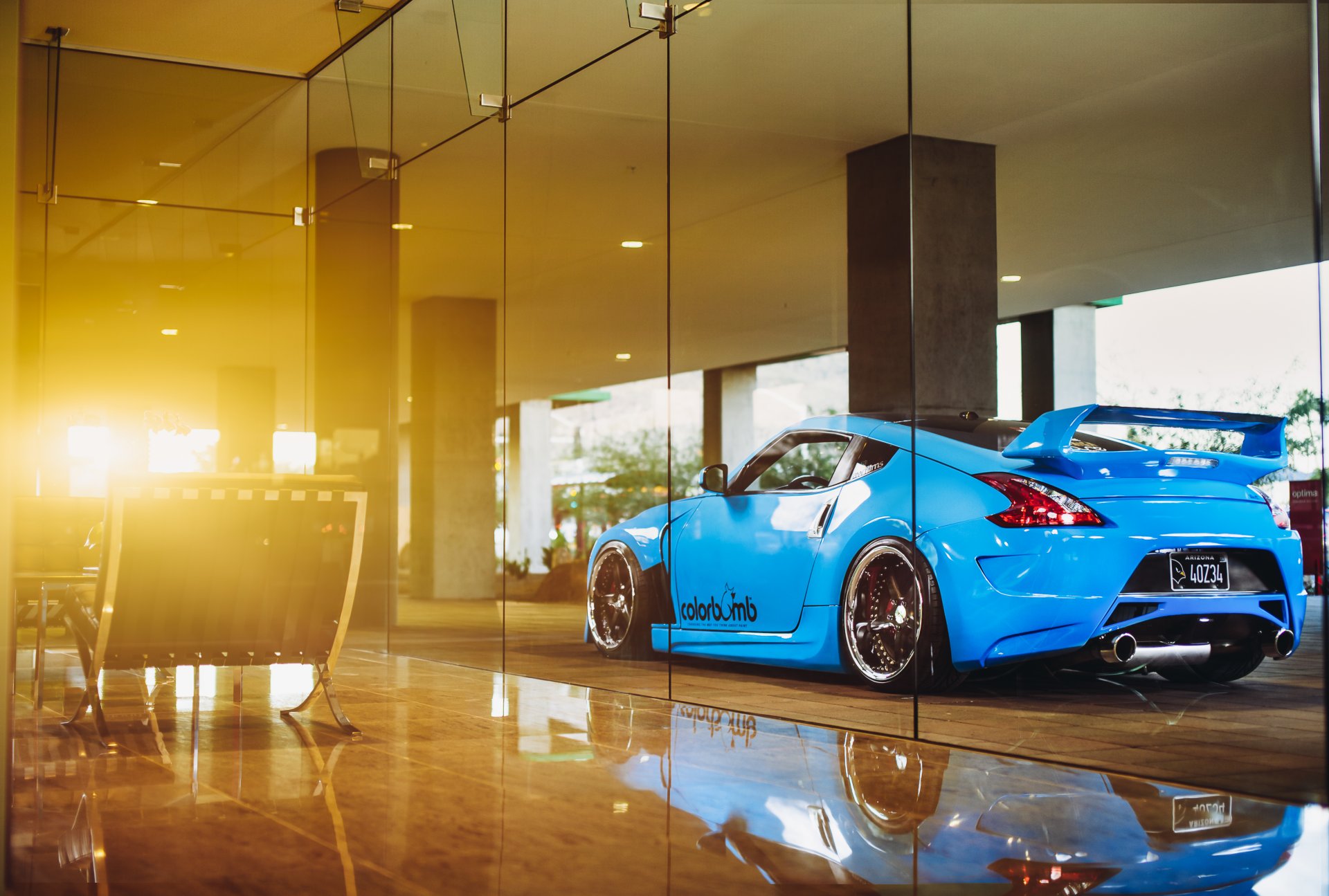 nissan 370z voiture tuning bleu