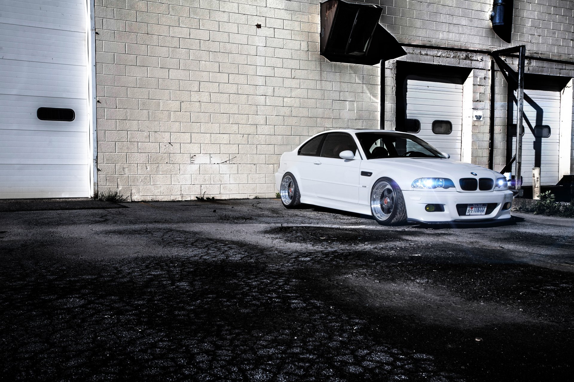 bmw m3 e46 blanco bmw asfalto edificio