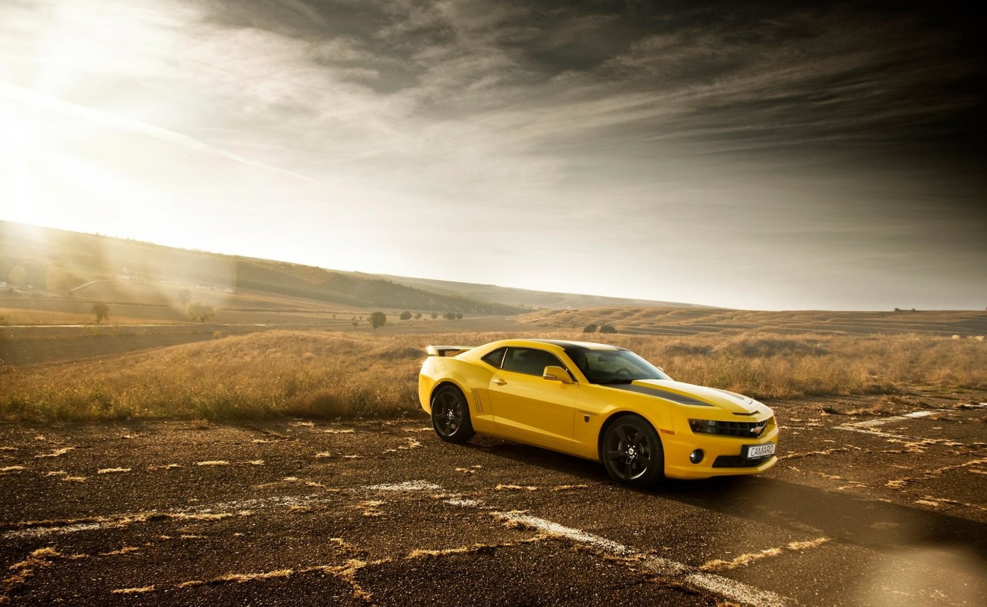 chevrolet camaro ss hummel edition gelb muskel auto sonne