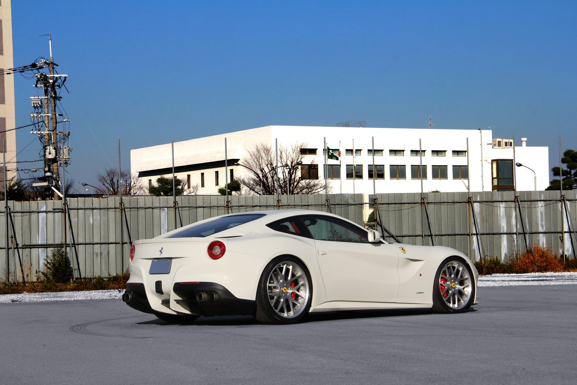 ferrari f12 berlinetta white ferrari berlinetta rear view sky