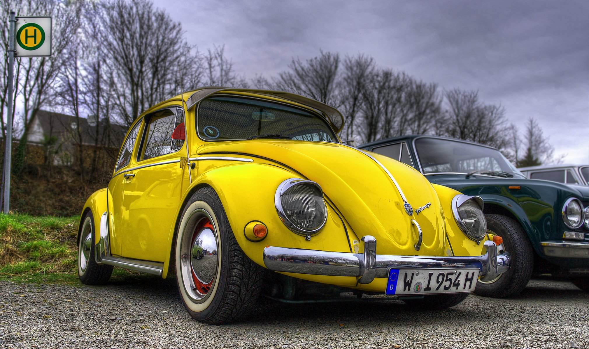 hdr volkswagen escarabajo vintage amarillo coche . vw