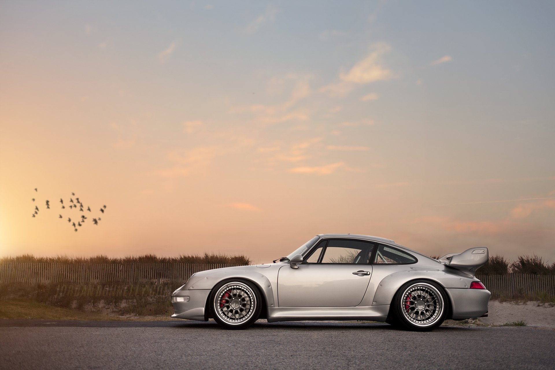 porsche 911 gt2 porsche silber auto sonnenuntergang spoiler