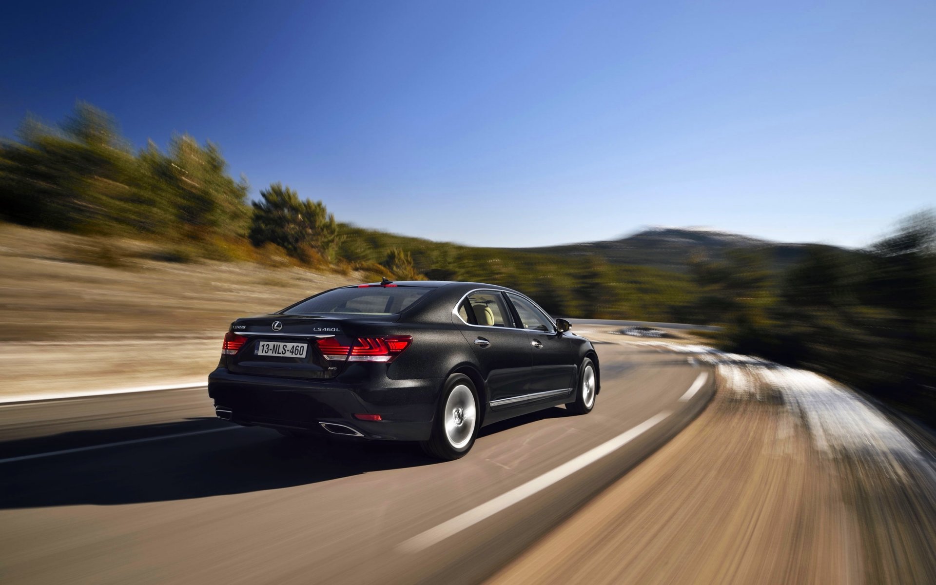 lexus ls-ue voiture noir berline lexus route en mouvement