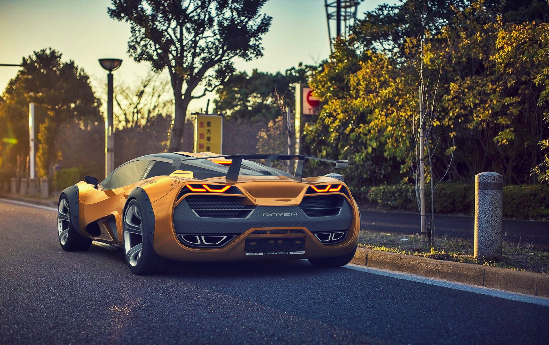 lada corbeau 2015 concept voiture spoiler arrière supercar soleil lumière