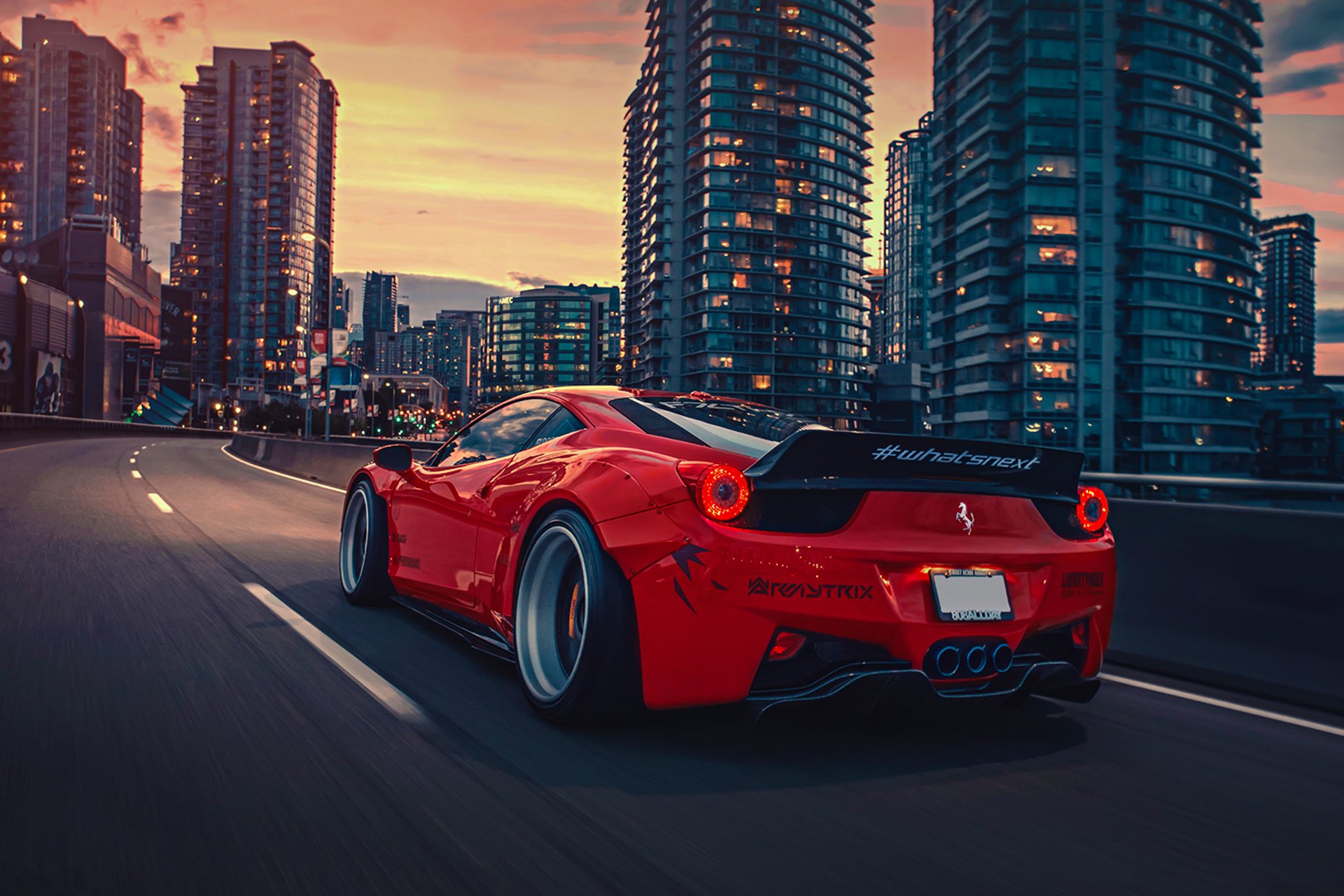 ferrari italia liberty walk red body kit city rear