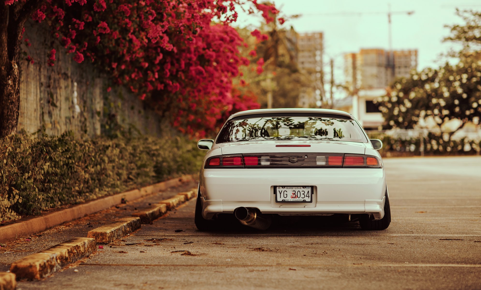 nissan silvia blanco s14 posición nissan blanco flores tuning trasero