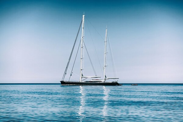 Yacht without sails in the Mediterranean sea