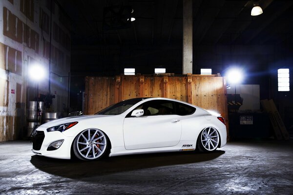 Side view of hyundai genesis white