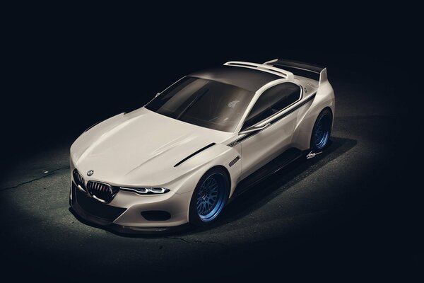 Art. blanc bmw 3. 0 CSL hommage sur fond noir