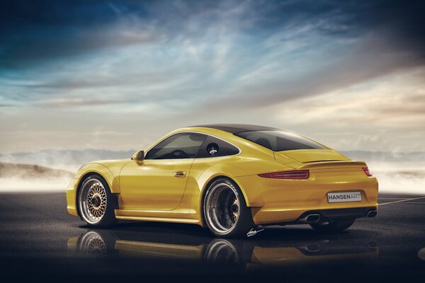 Giallo widebody 911 posteriore