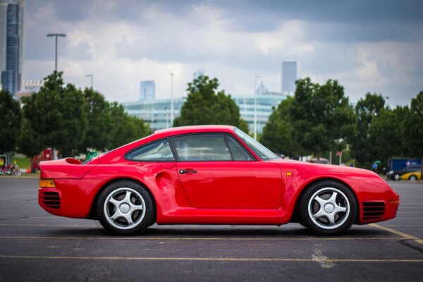 Vintage classic red Porsche