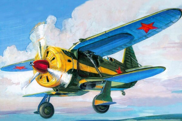 Art Soviet single-seat fighter in the sky