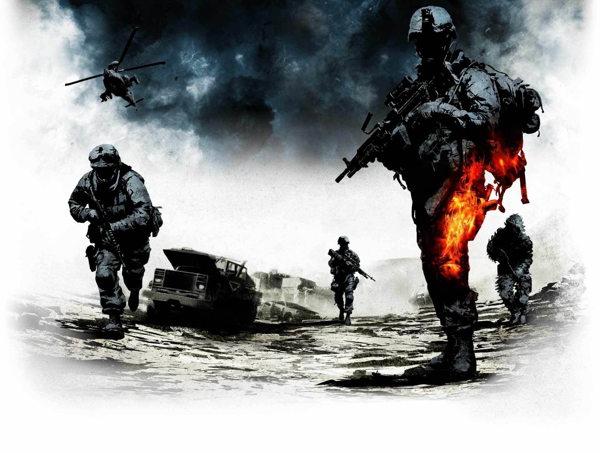 battlefield bad company 2 war flame game weapons equipment battles drawings anime men-a