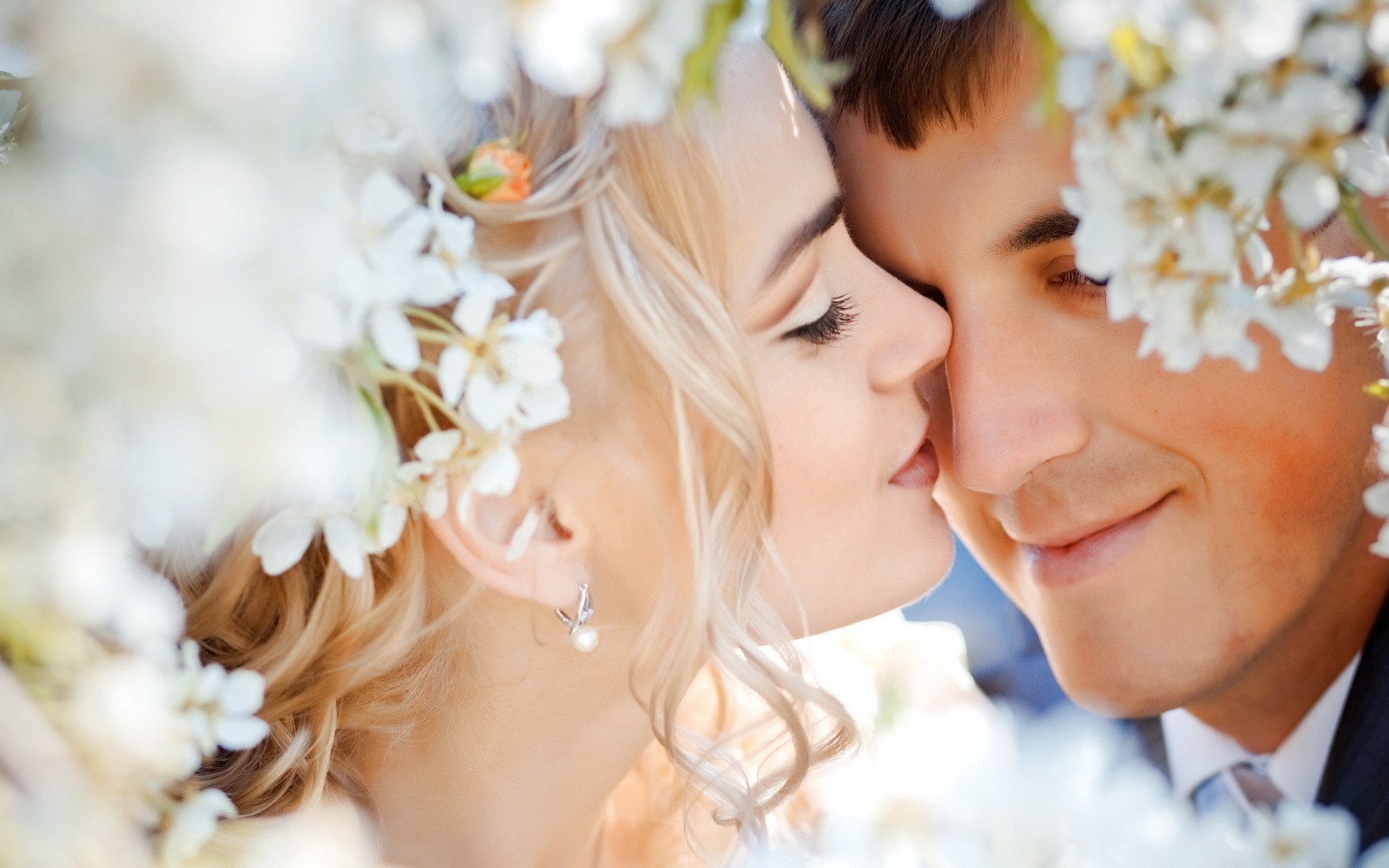 flowers the couple wedding feelings love tenderness romance lovers pair date meeting men women