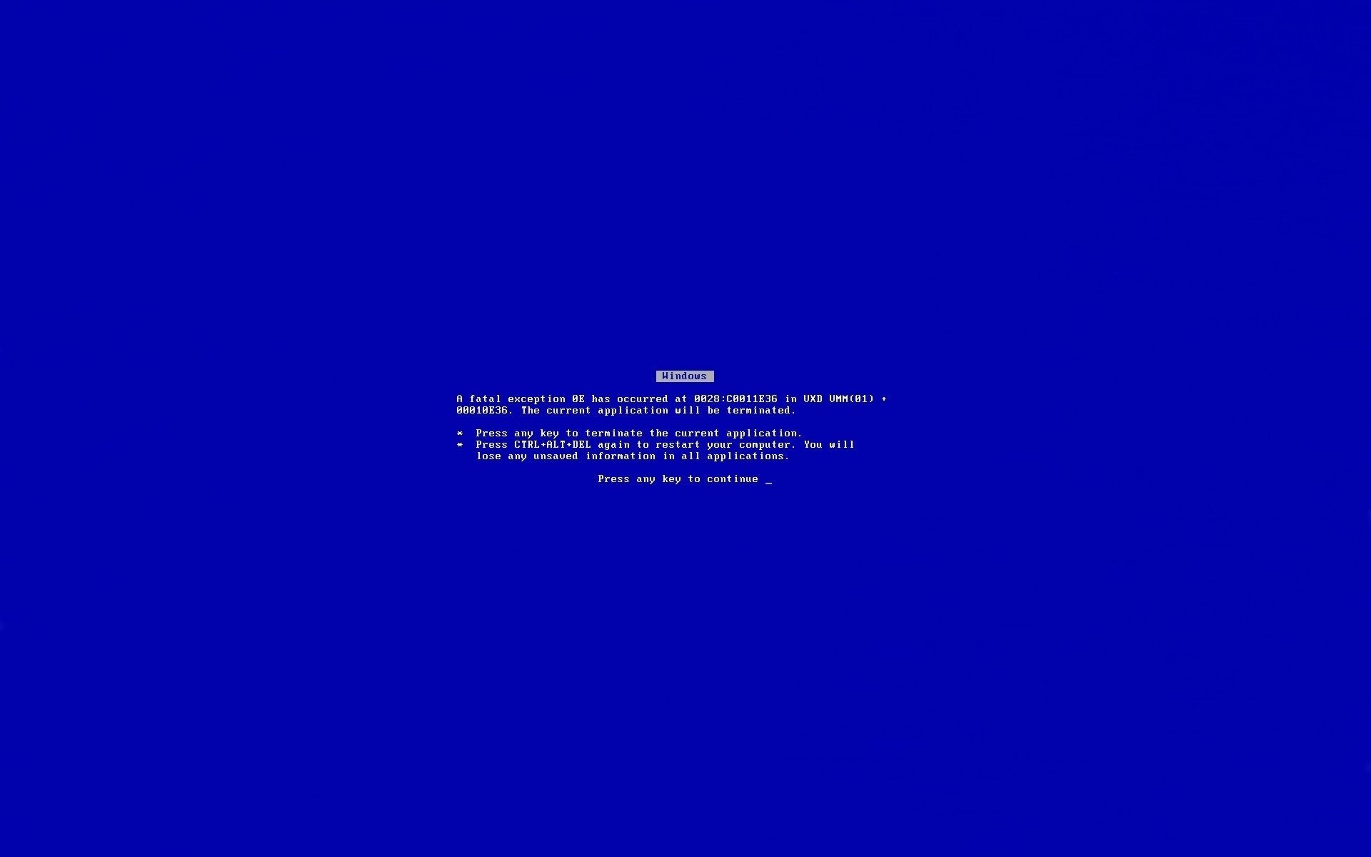 terrible blue screen text letter