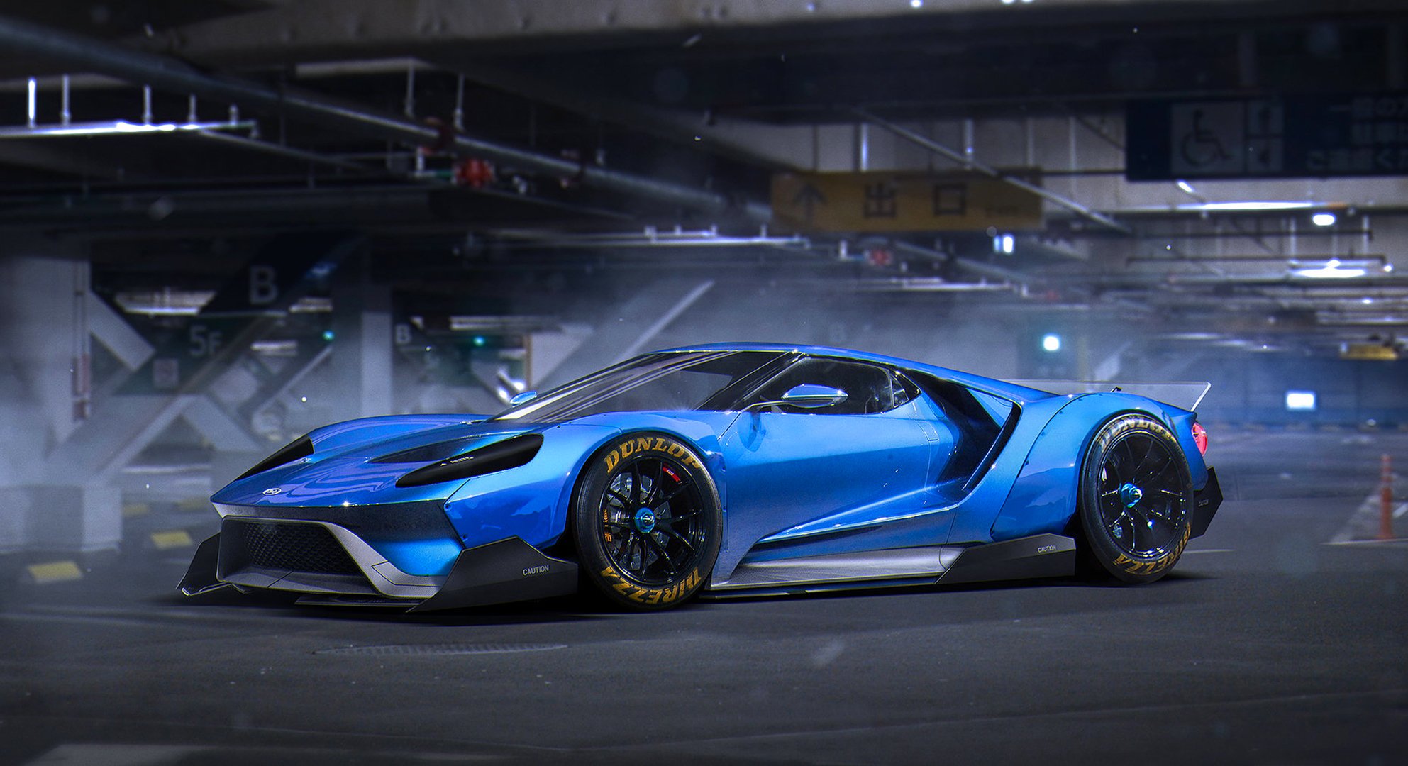 ford gt 2015 liberty walk blue tuning by khyzyl saleem