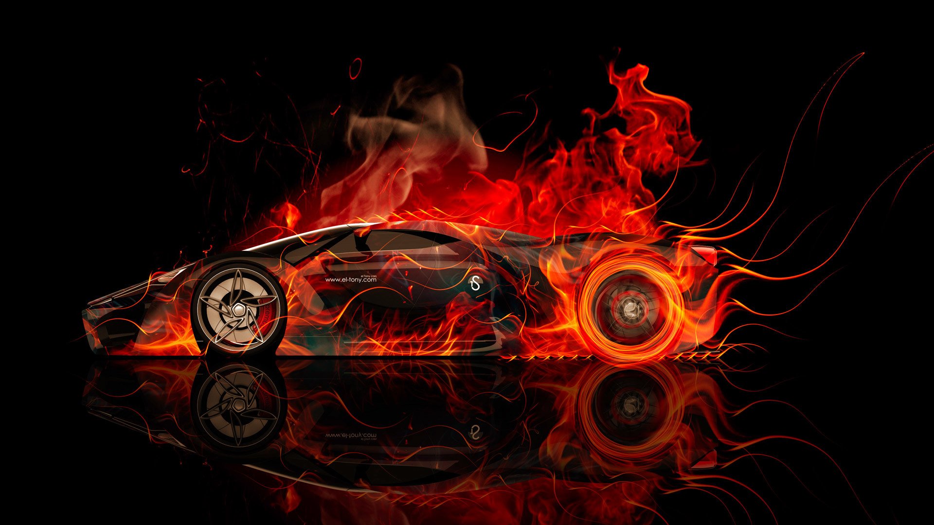 tony kohan ferrari f80 côté feu voiture concept abstrait orange couleurs aérographe noir papier peint supercar flamme fumée el tony voitures conception art style auto photoshop ferrari ferrari f80 vue latérale concept feu feu voiture feu