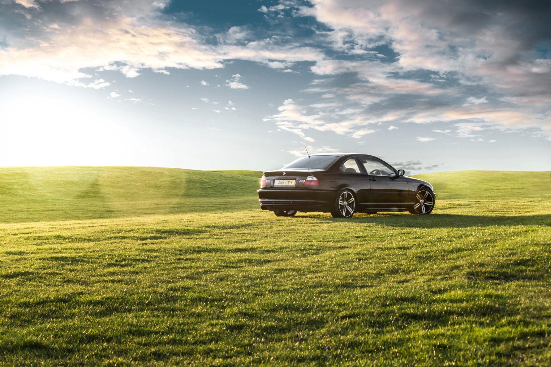 bmw série 3 m3 e46 noir herbe verte arrière herbe