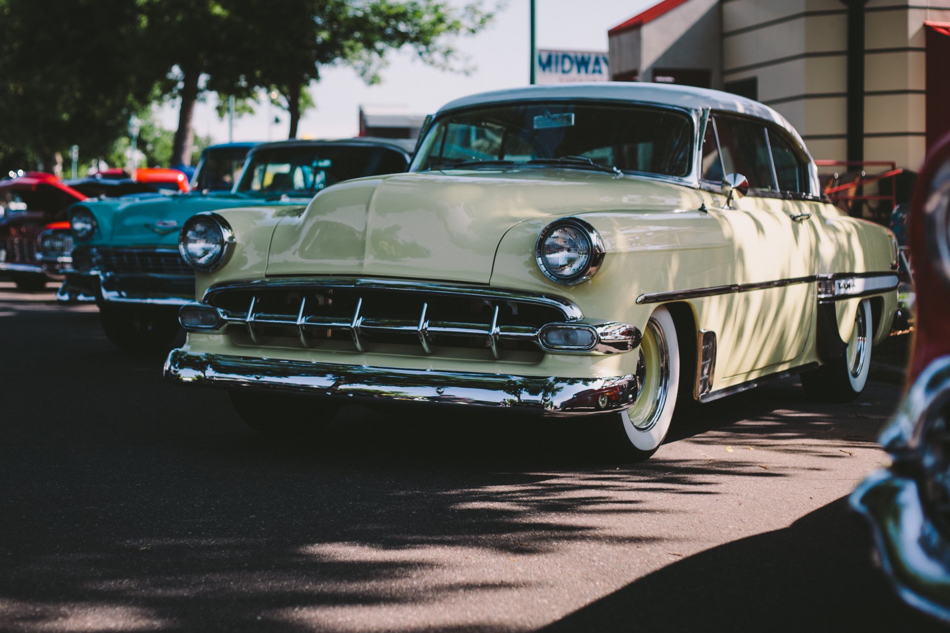 chevrolet bel air clásico retro calle frente