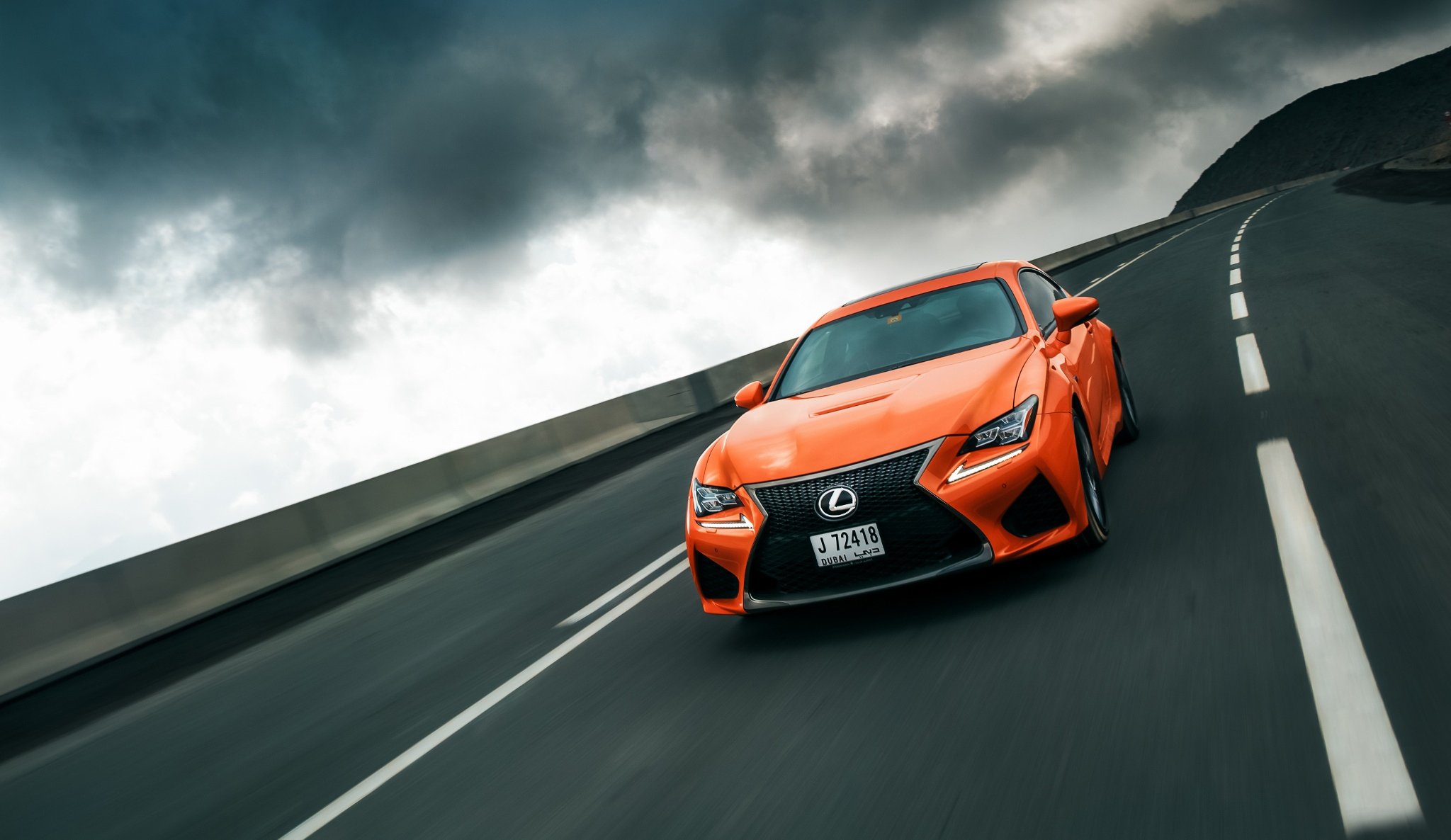 lexus rc f orange straße geschwindigkeit himmel