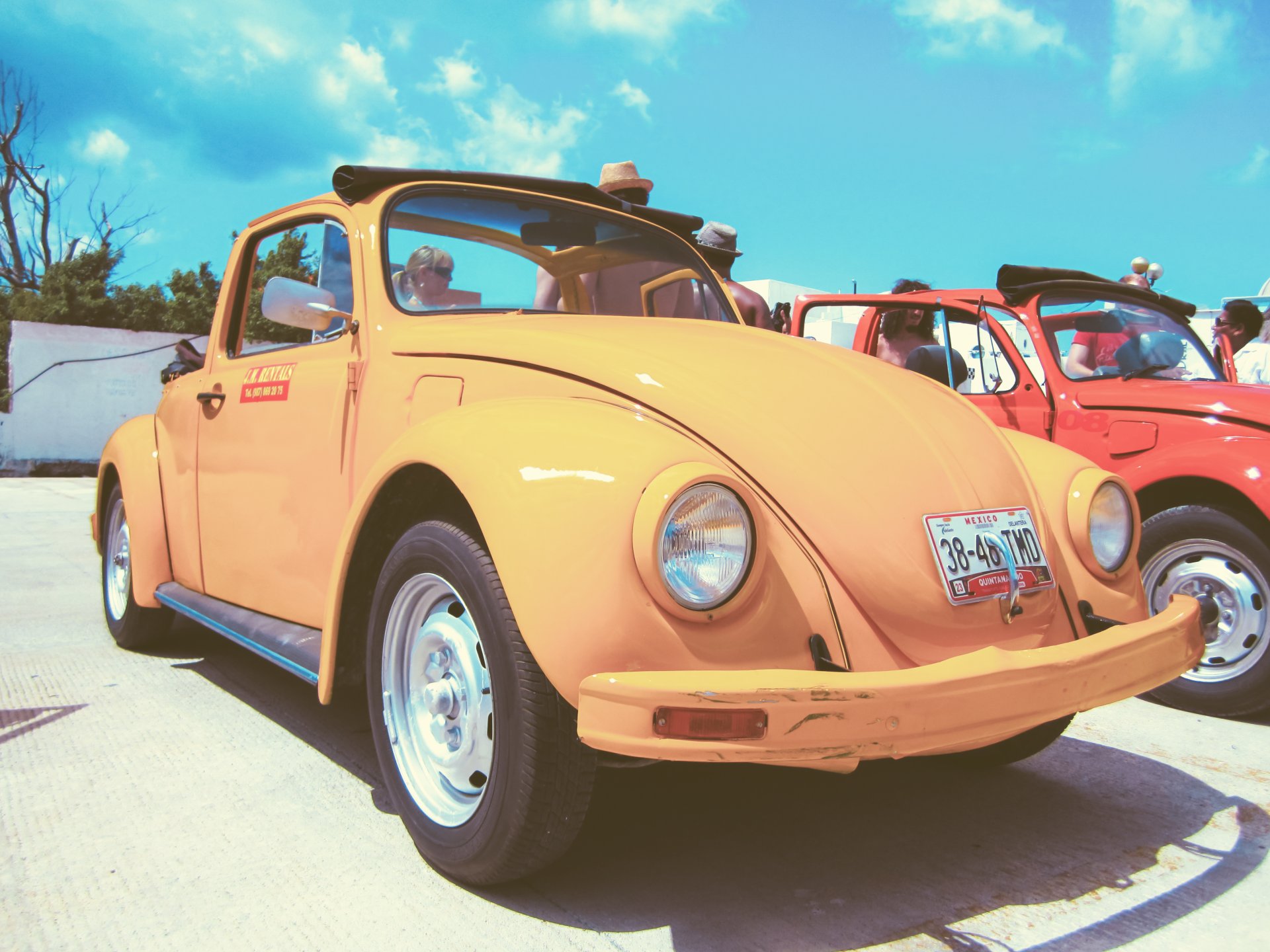 volkswagen beetle vintage yellow car. vw