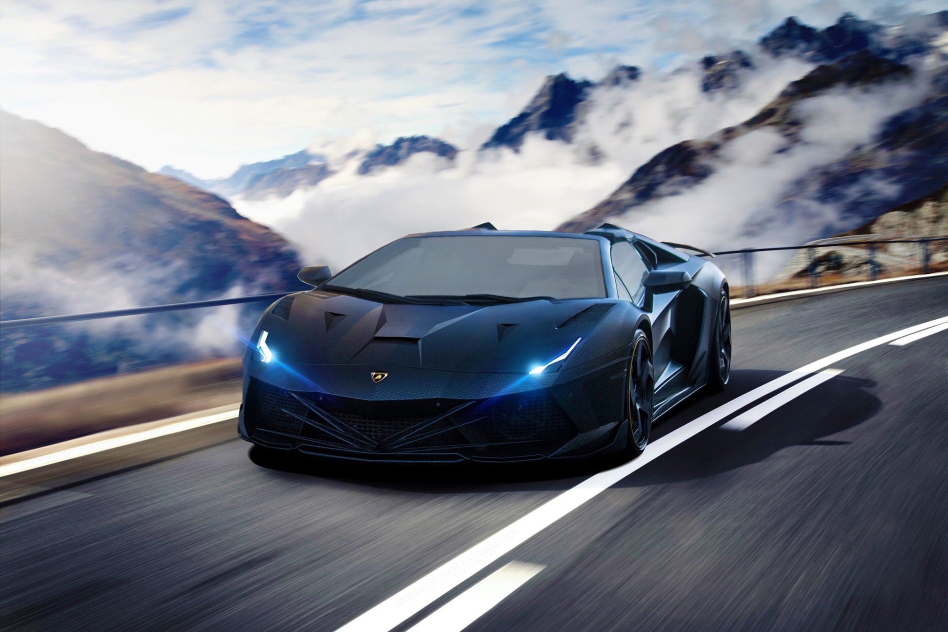 lamborghini aventador hyper tuning supercar vitesse route avant