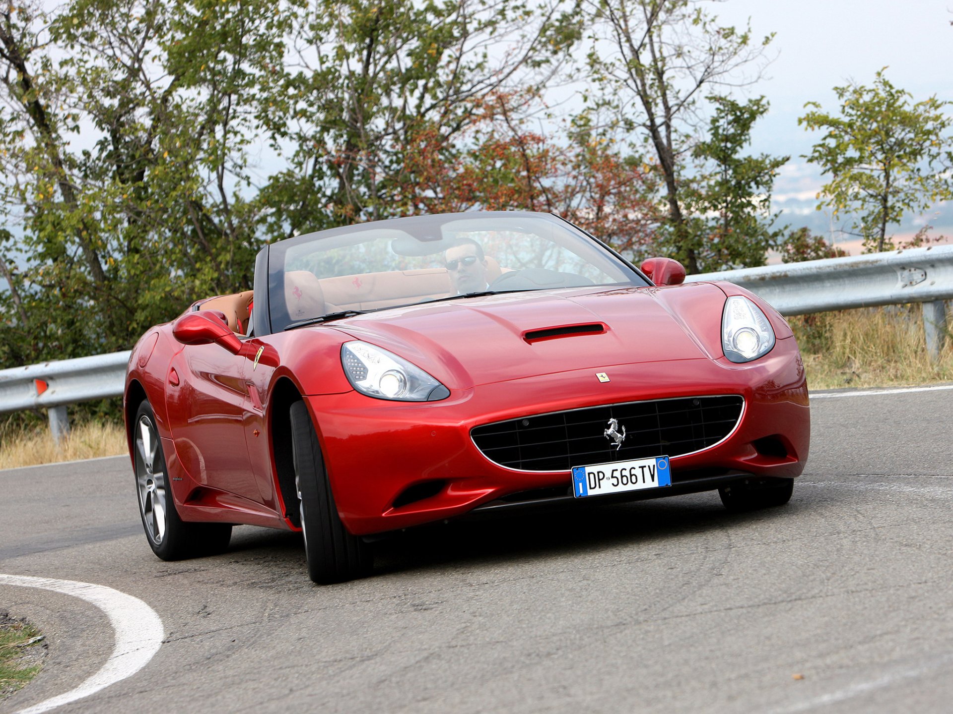 ferrari california дорога машина красные передок фары