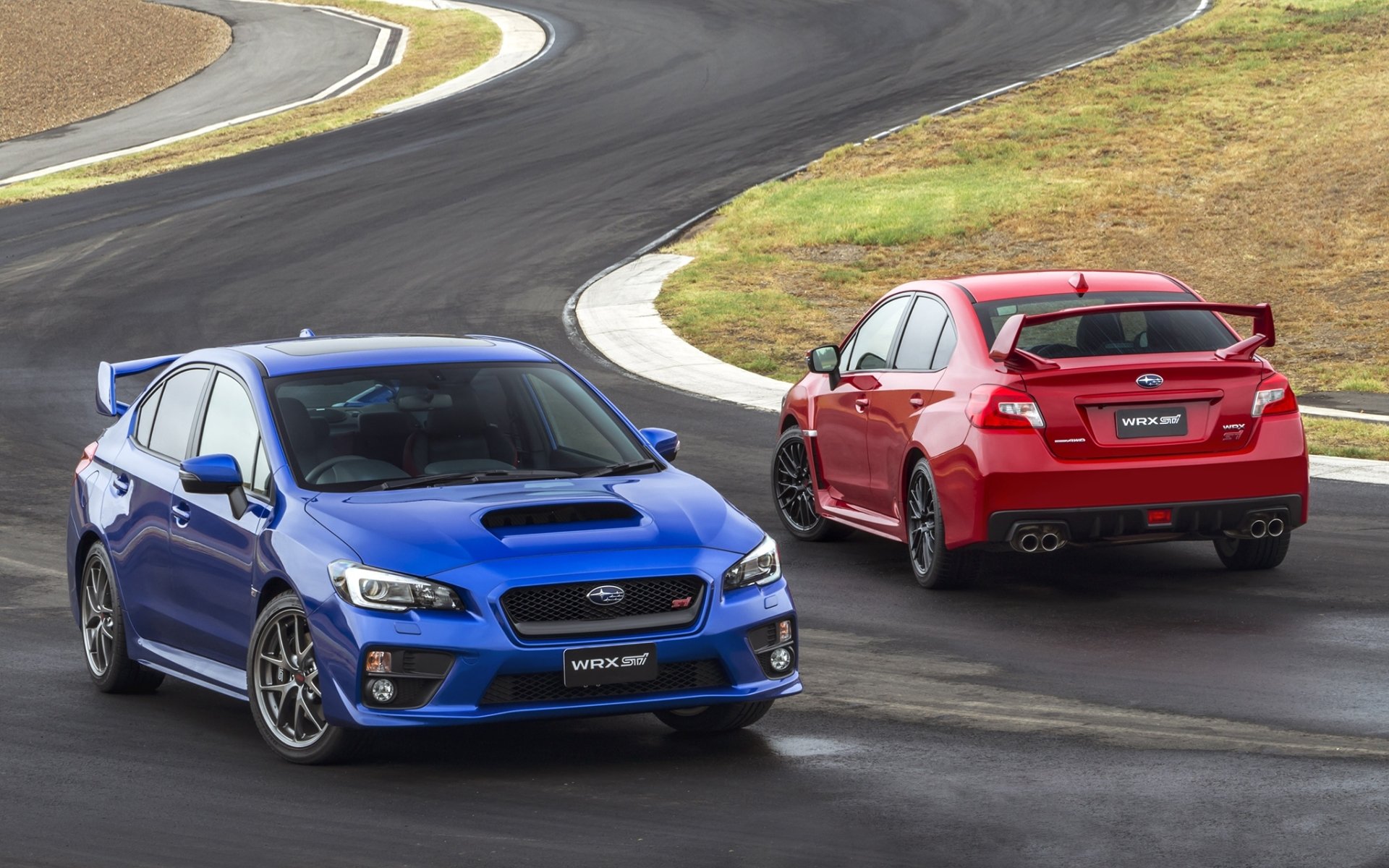 ubaru impreza wrx sti sudabu impreza rot blau vorderansicht rückansicht hintergrund