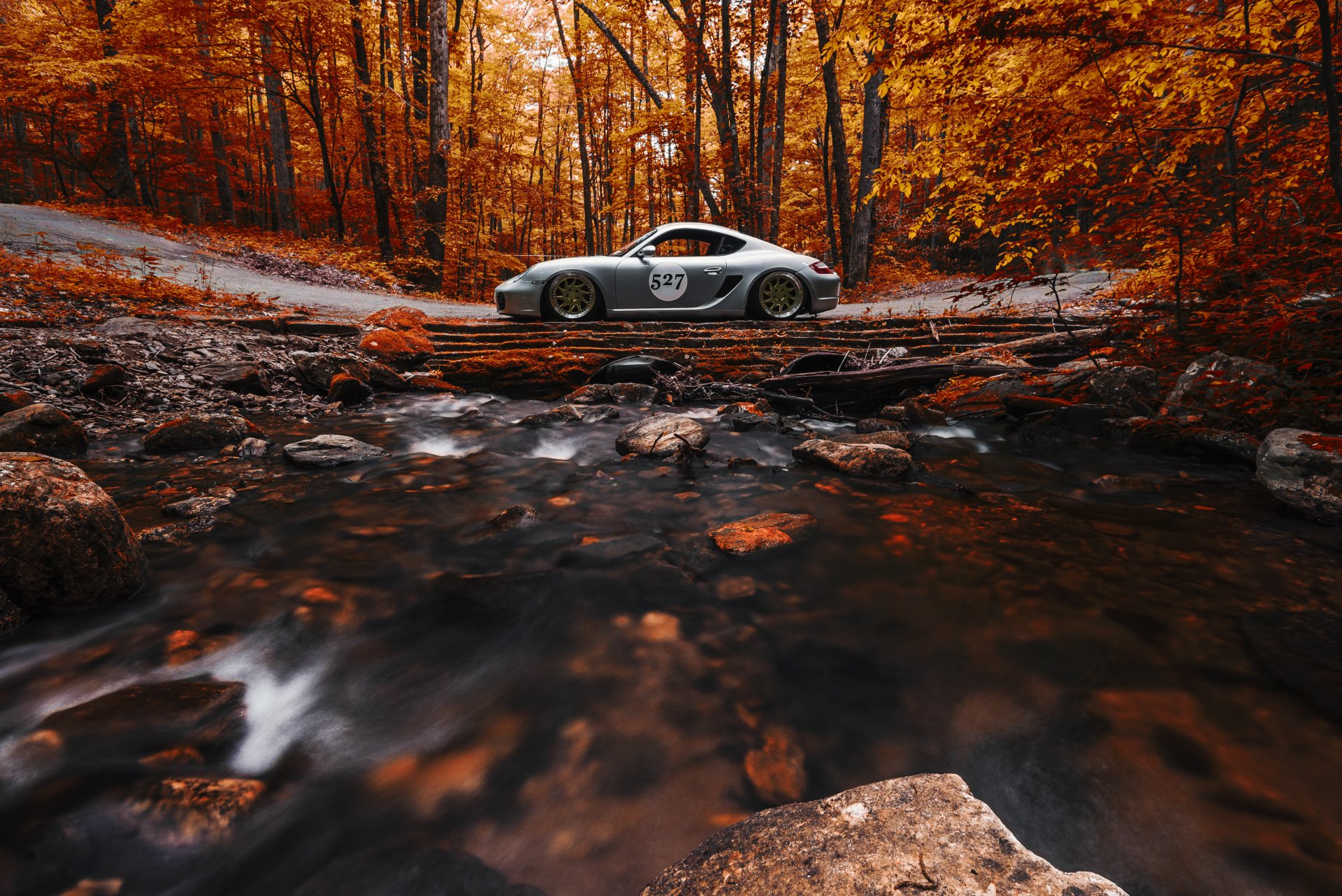 porsche cayman position travaux forêt orange côté parcourir