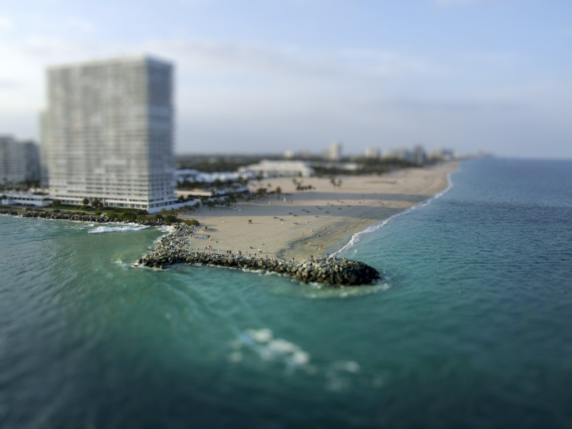 miami майами пляж дома море tilt-shift вода отдых курорт лето солнце города