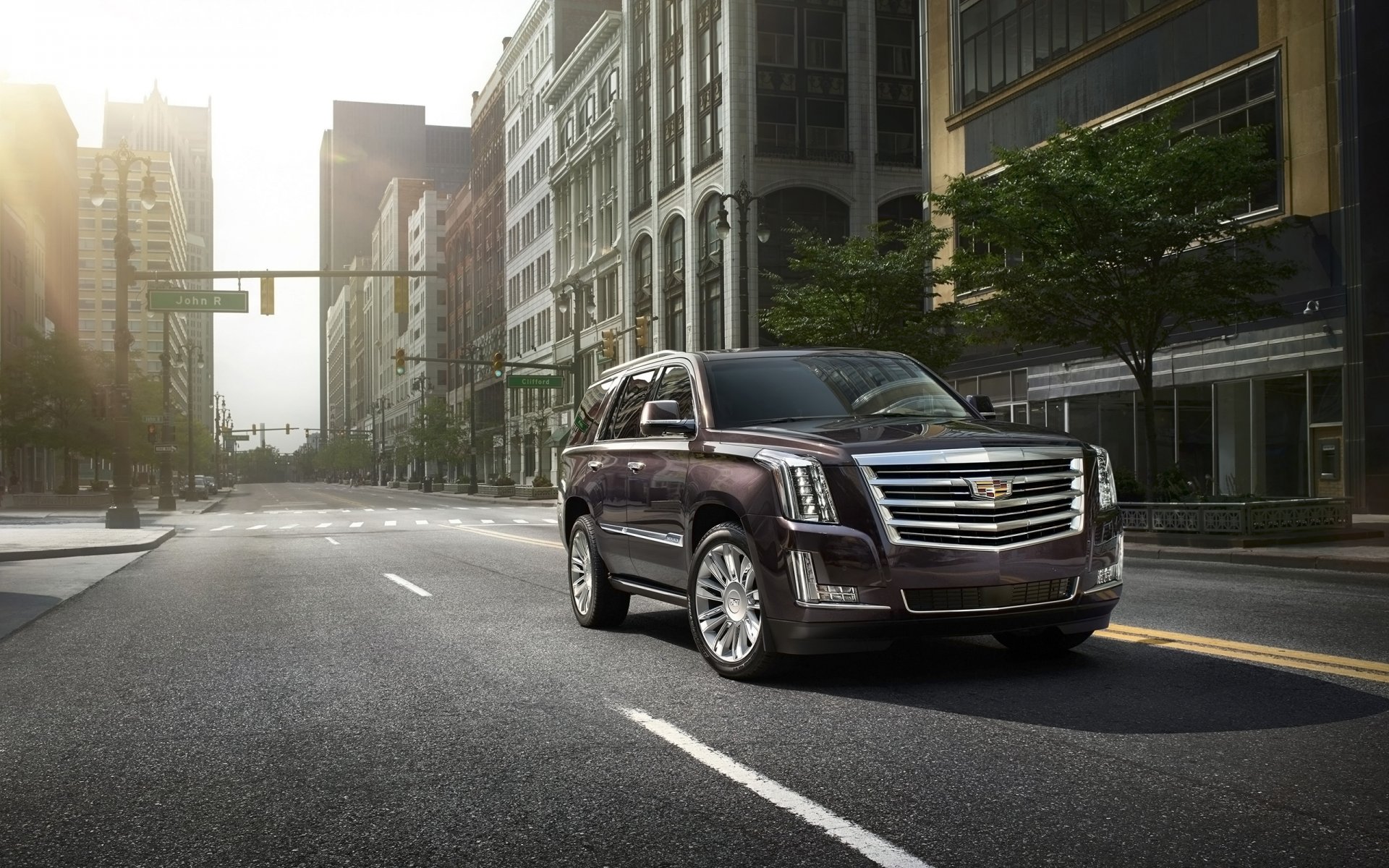 cadillac escalade samochód miasto suv