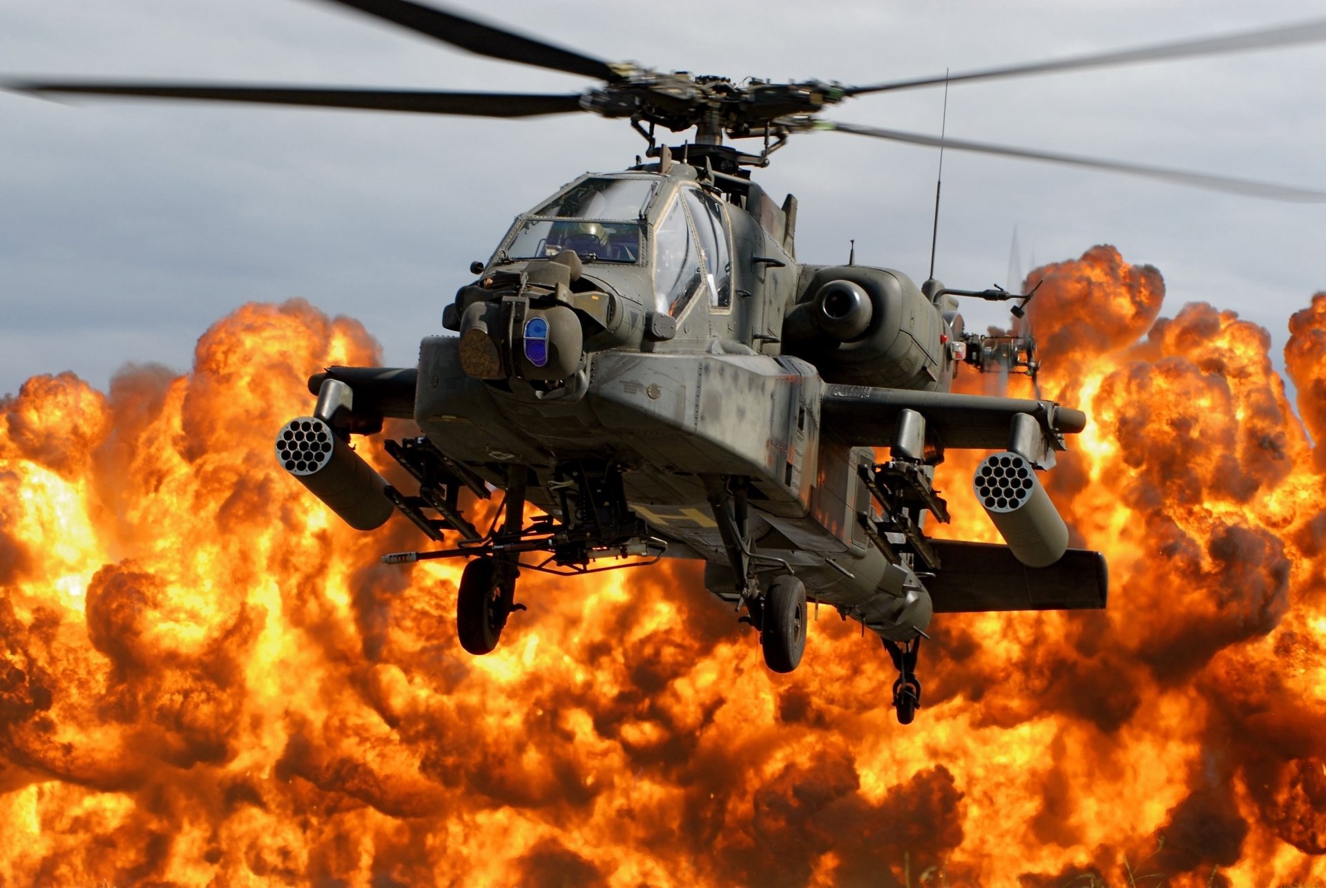 ah-64d apache helicopter blades cabin the explosion fire napalm military equipment military aircraft camouflage air air transport