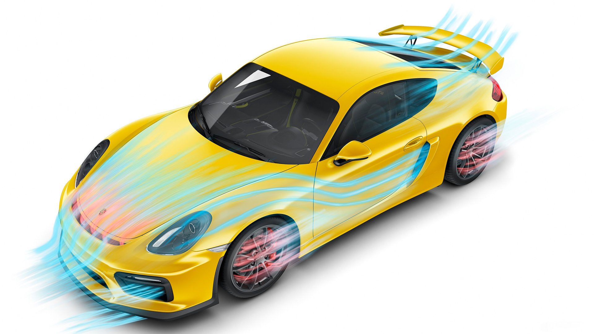 porsche cayman gt4 amarillo prueba aerodinámica