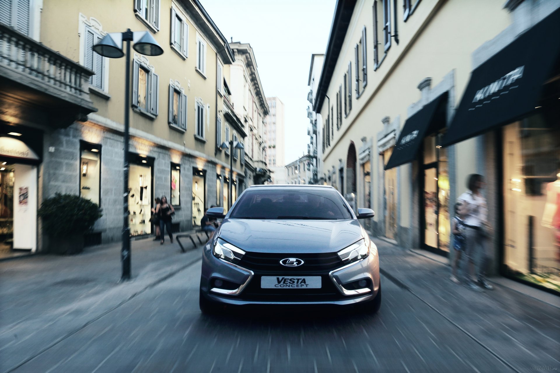 lada vesta limousine silber auto straße stadt