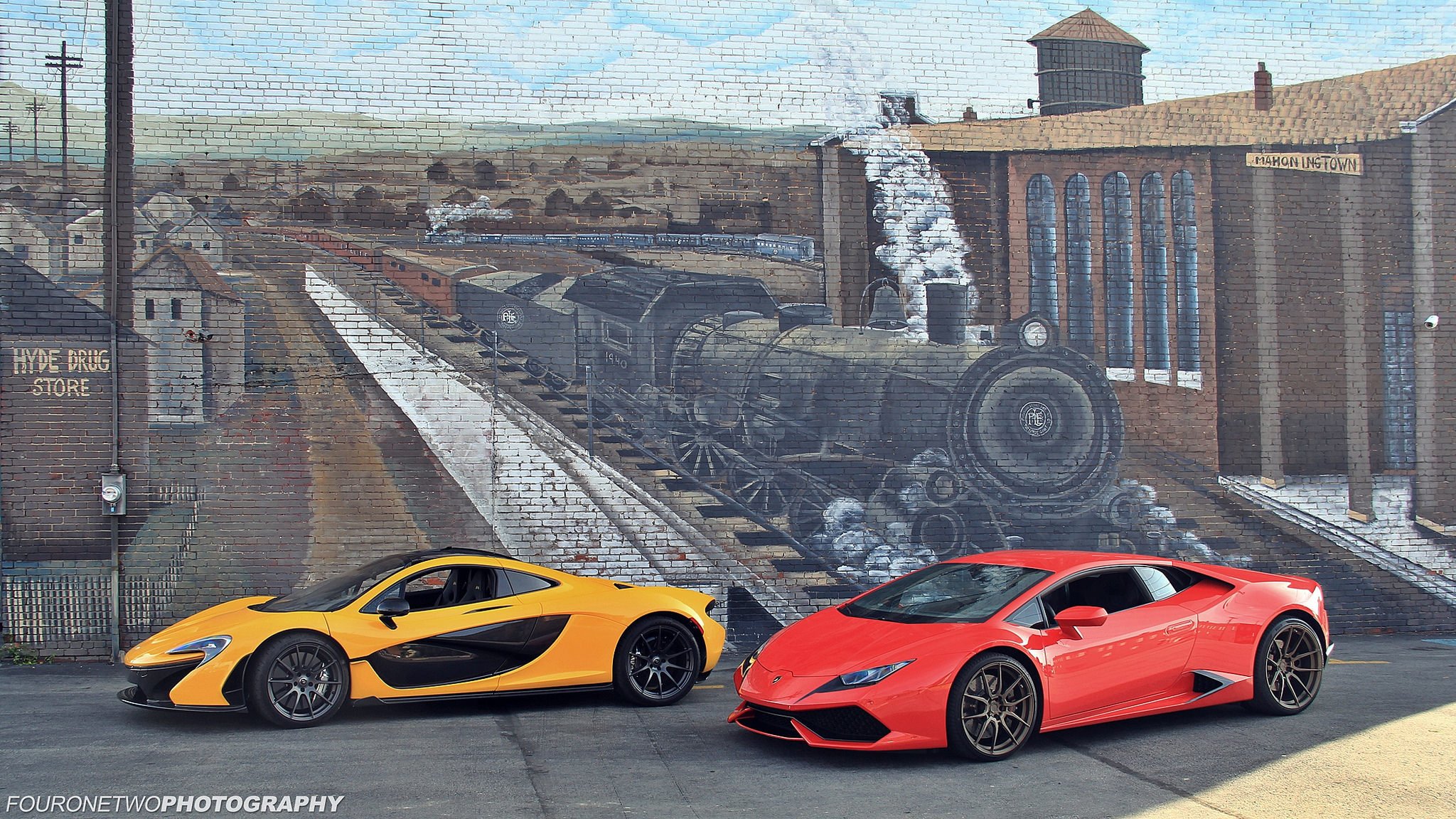 mclaren p1 lamborghini huracán mur dessin train locomotive à vapeur