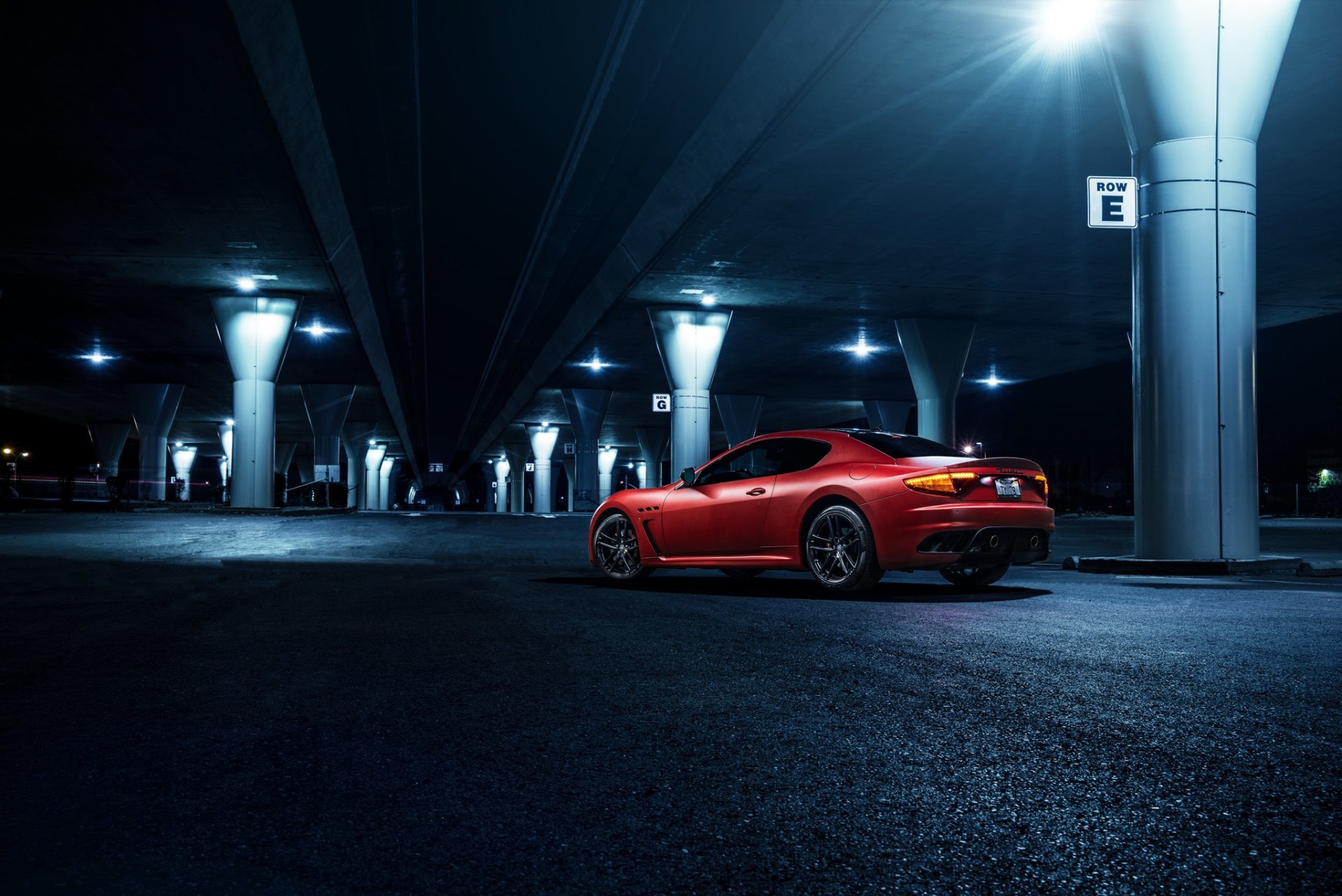 maserati granturismo mc sportline california downtown exotic freeway light rear