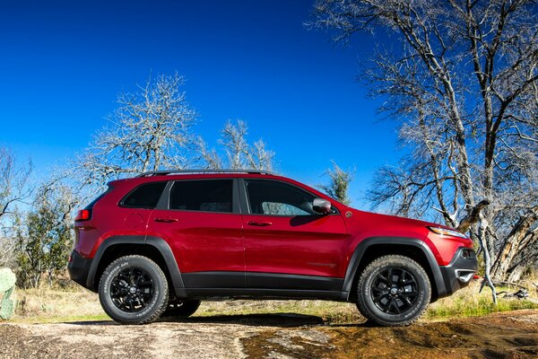 Red jeep, Cherokee in nature