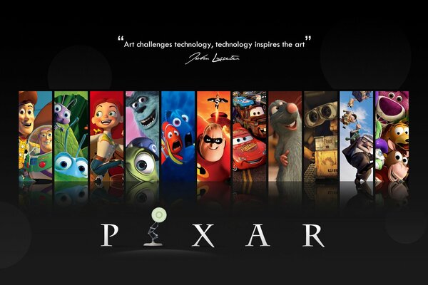 Assortiment de dessins animés de creuser pixar