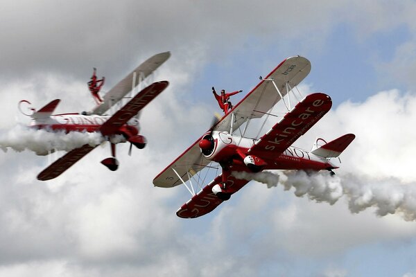 Steam show with participation of airplanes