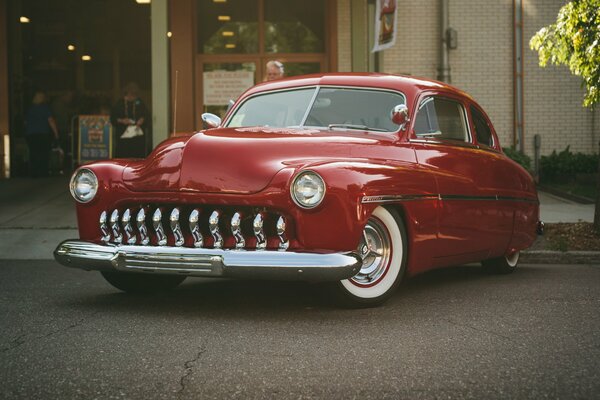 Red American retro car