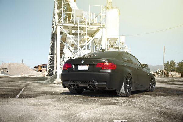 Black BMW e92. Rear view