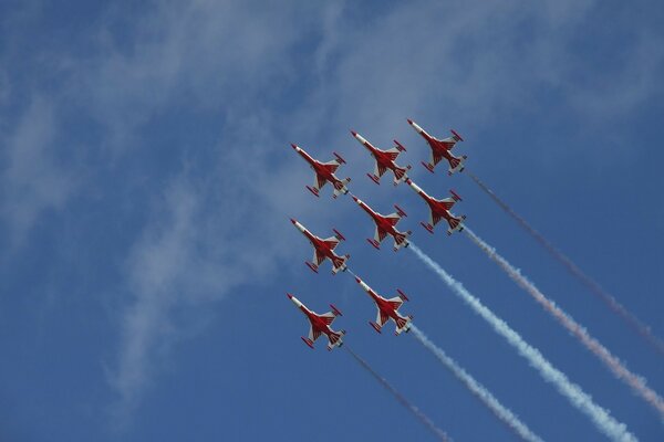 Kampfjets am Himmel bauen