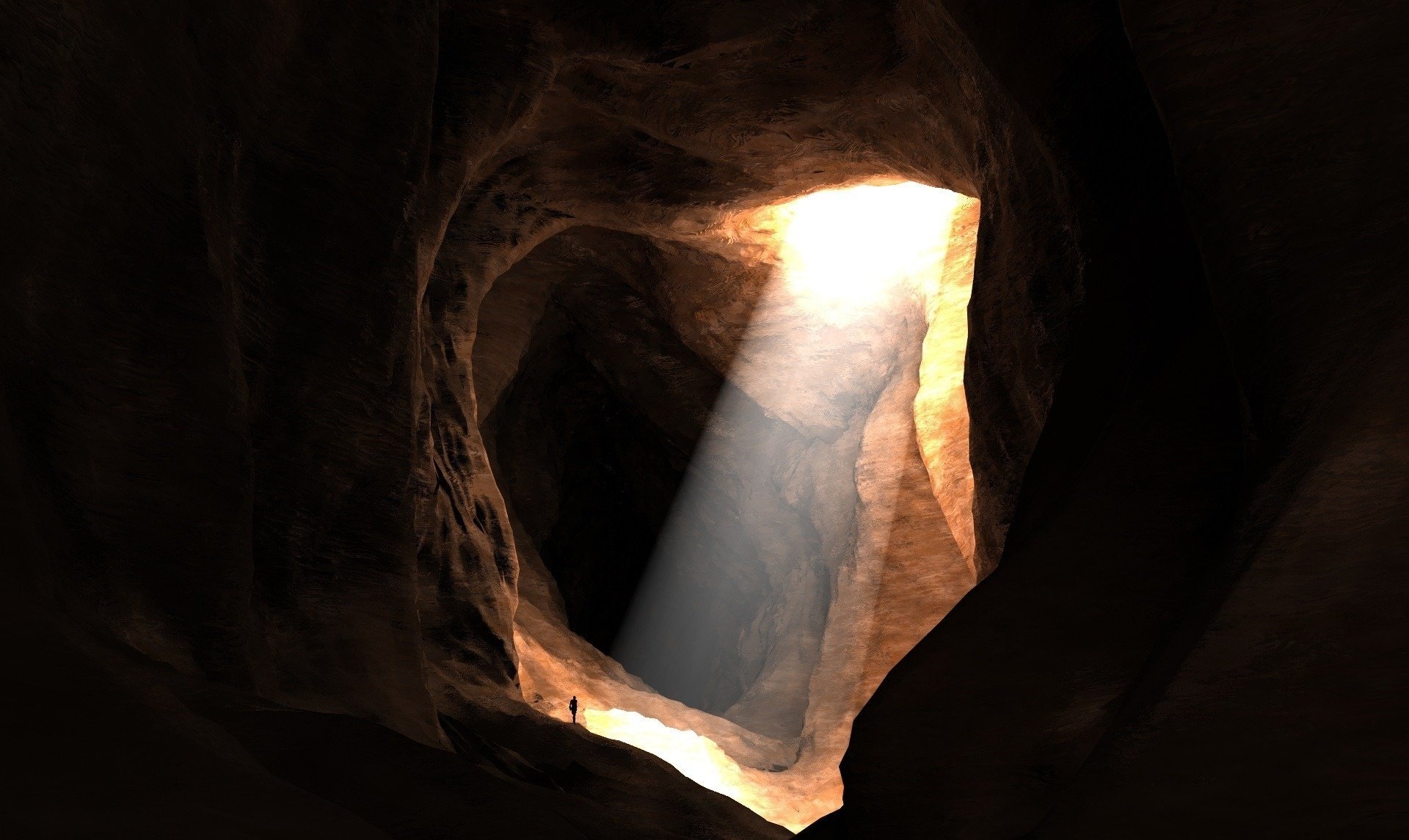 grotta luce dungeon viaggio uomo oscurità qualcosa