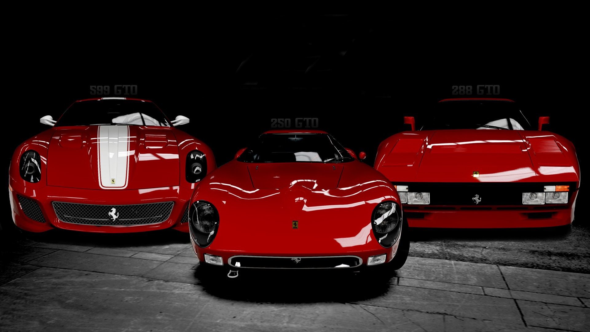 triple voitures ferrari italie noir et blanc modèles