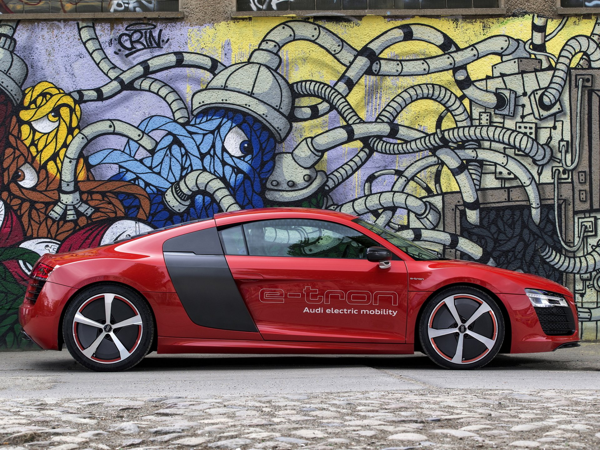 audi r8 e-tron prototype side view auto car wallpaper