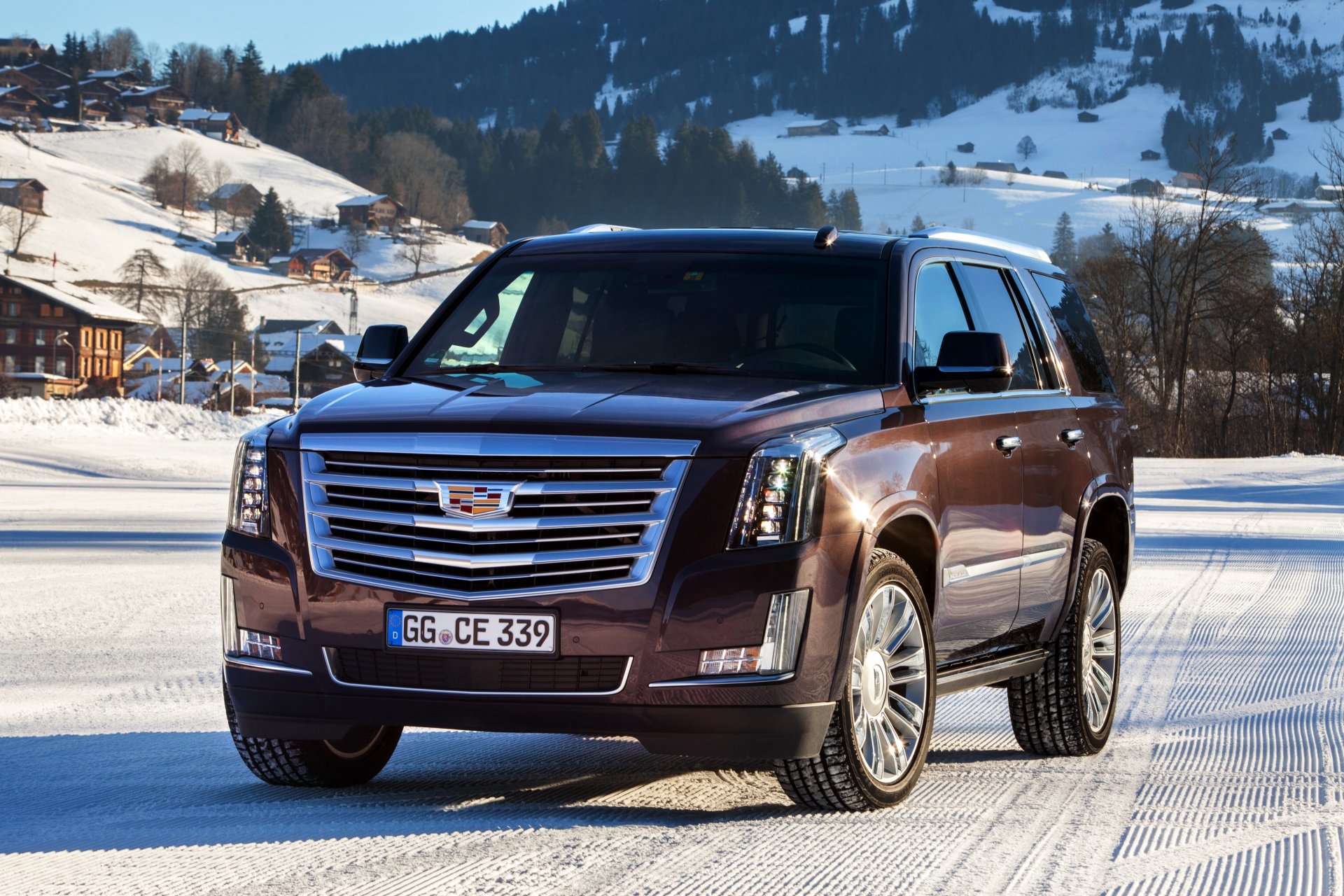 2015 cadillac escalade eu-spec cadillac escalade śnieg zima