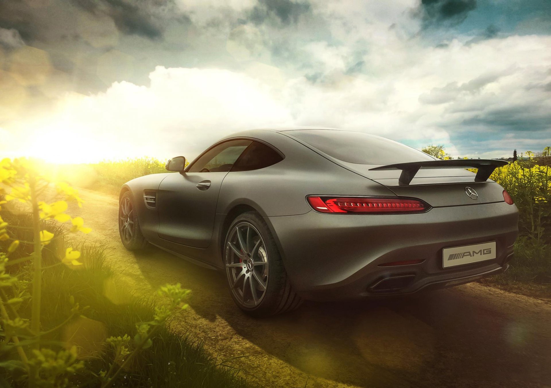 mercedes-benz amg gt s 2015 sole giorno colza supercar posteriore