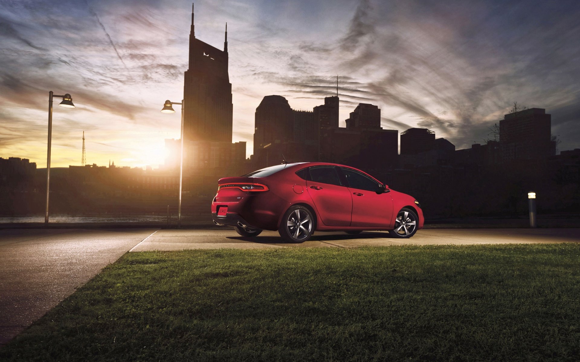 ausweichen dart-gt auto stadt abend rasen sonne sonnenuntergang rot