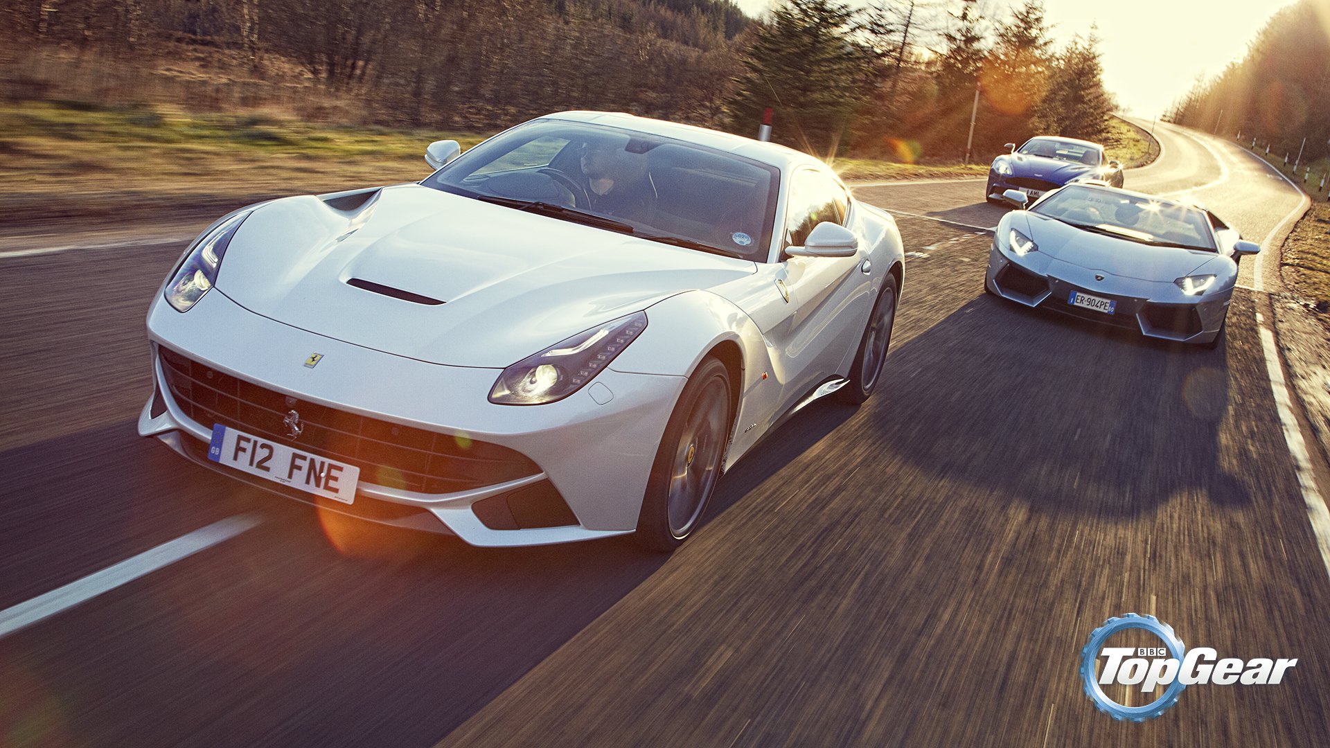 ferrari f12 berlinetta lamborghini aventador lp700-4 roadster aston martin vanquish v12 supercar top gear top gear